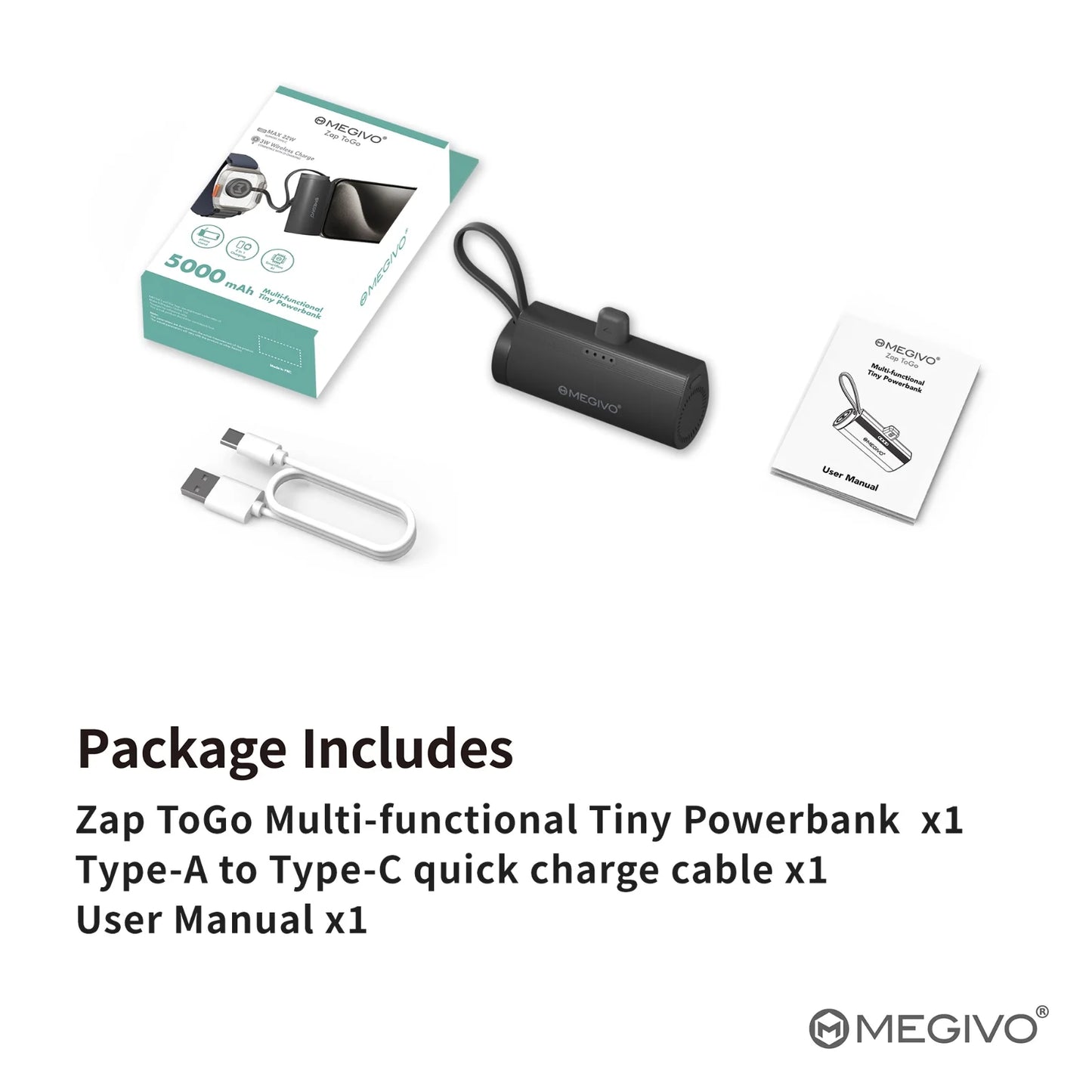 Megivo - Zap ToGo 5,000mAh 最輕巧多功能充電池