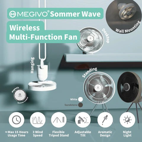 隨意調校高度 多功能無線電風扇 MEGIVO Sommer Wave