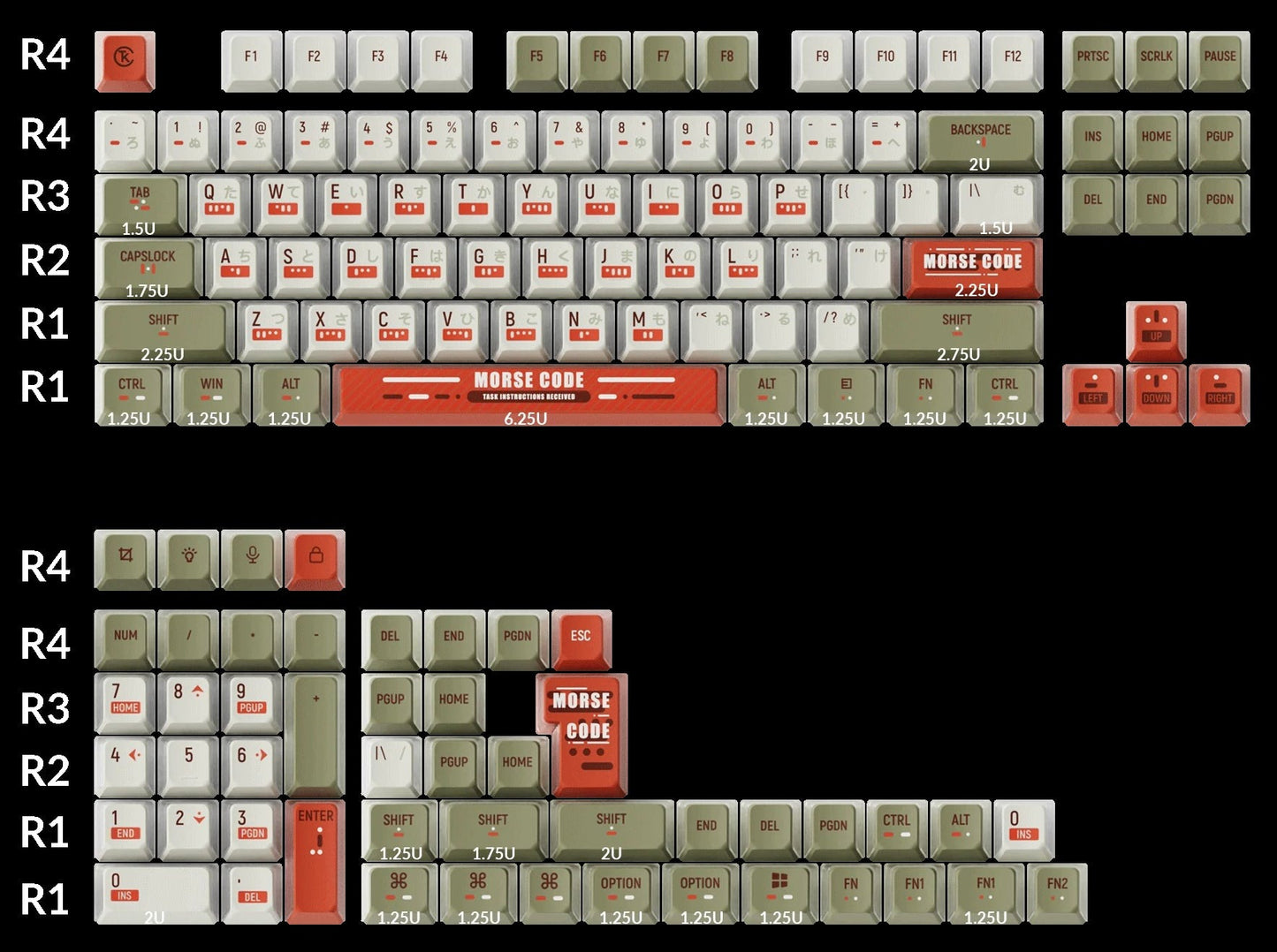 Keycap Set PBT 鍵帽套裝 - 摩斯密碼