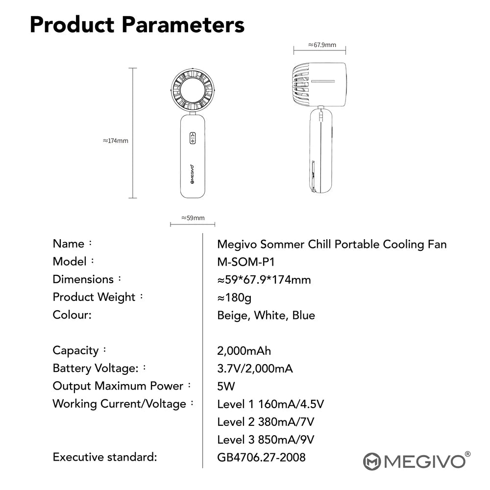 極涼冰爽 冷敷體驗 迅速降溫 MEGIVO手提無線電風扇